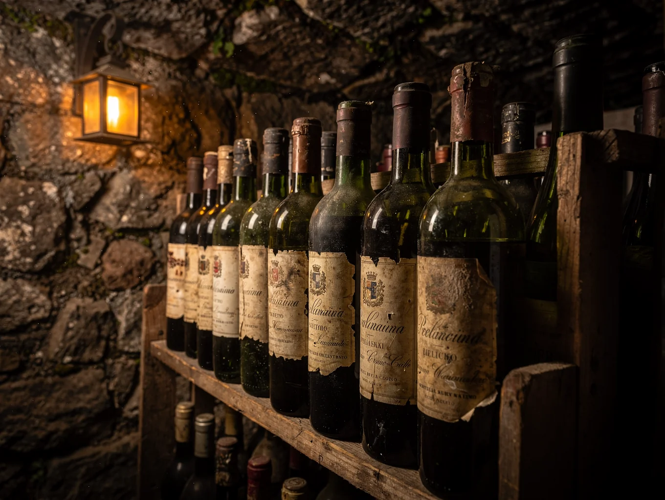 Bottle of Brunello di Montalcino in a cellar