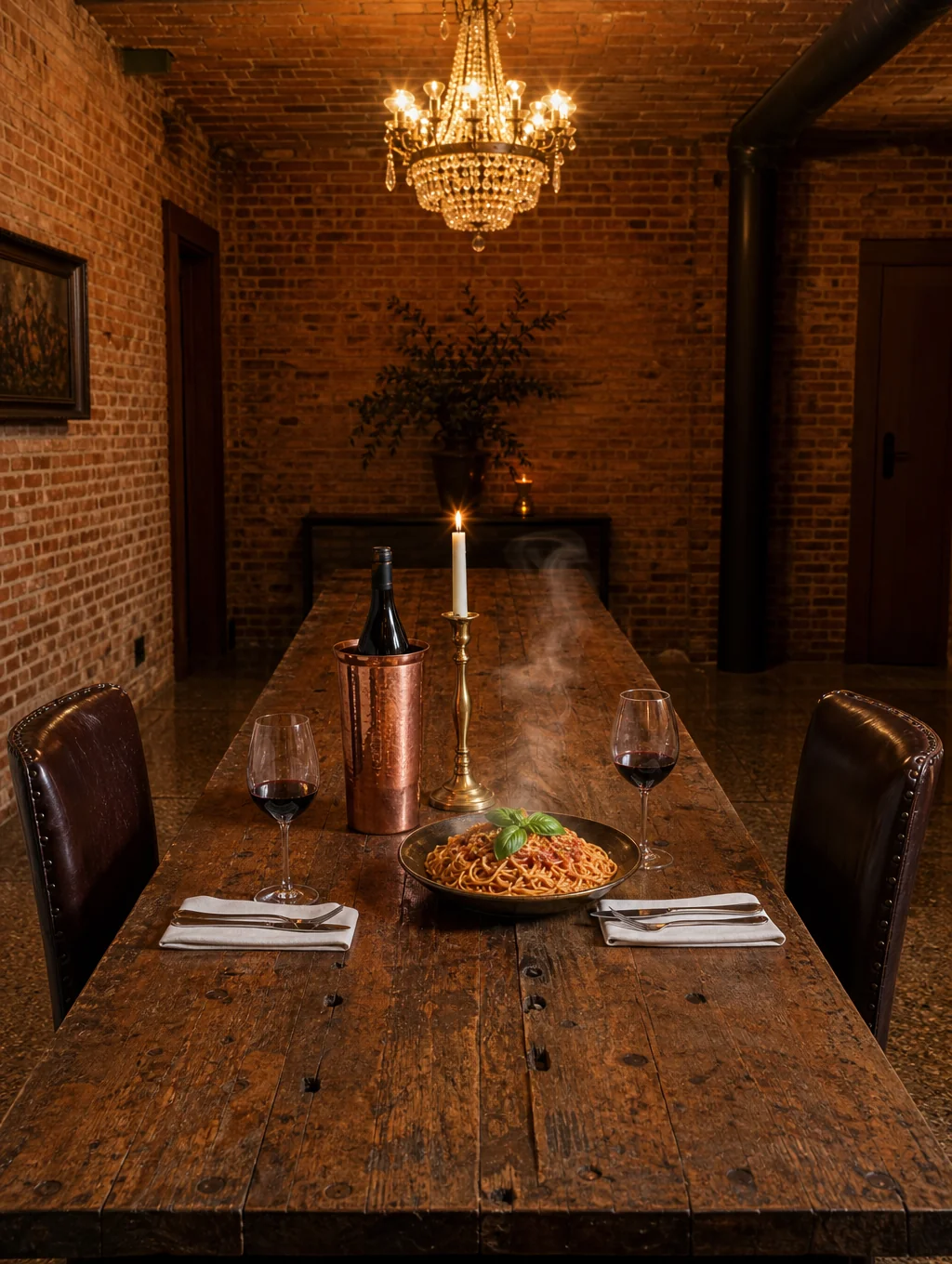 The Cellar Reserve Room set for an intimate Italian dinner