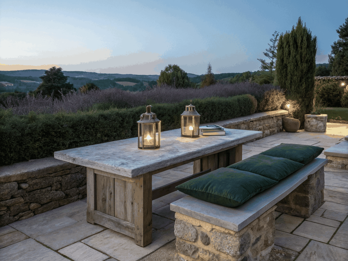 Outdoor garden patio for evening dining