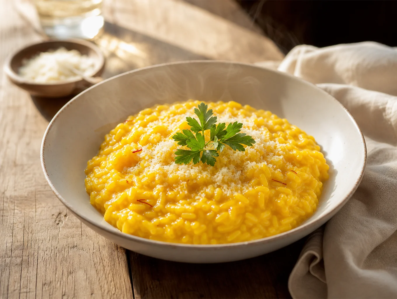 Creamy saffron risotto with bone marrow butter and parmesan