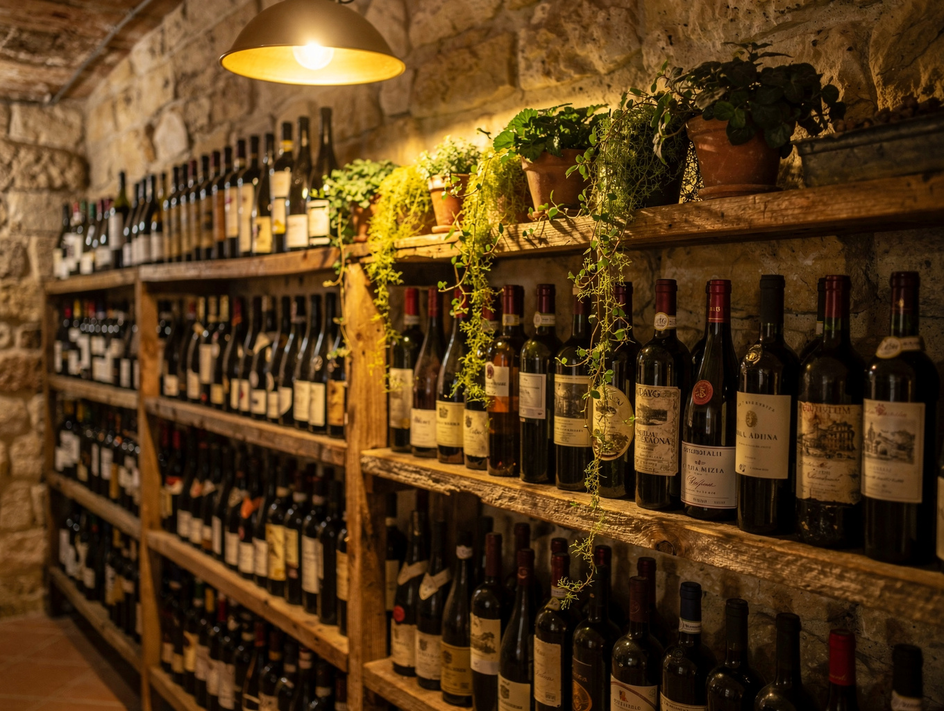 Curated selection of Italian wines in our cellar